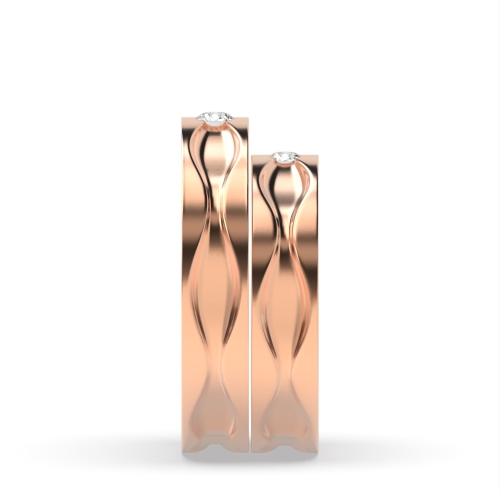 Bezel Setting Round Rose Gold Gemcircuit Couples Engagement Rings