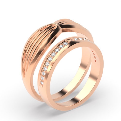 Pave Setting Round Rose Gold Infinity Couples Engagement Rings