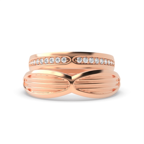 Pave Setting Round Rose Gold Infinity Couples Engagement Rings