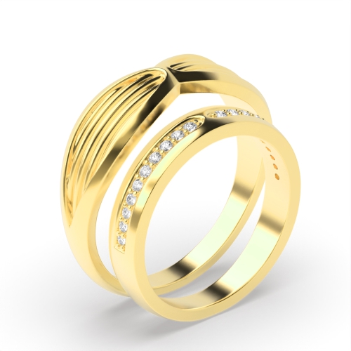 Pave Setting Round Yellow Gold Infinity Couples Engagement Rings
