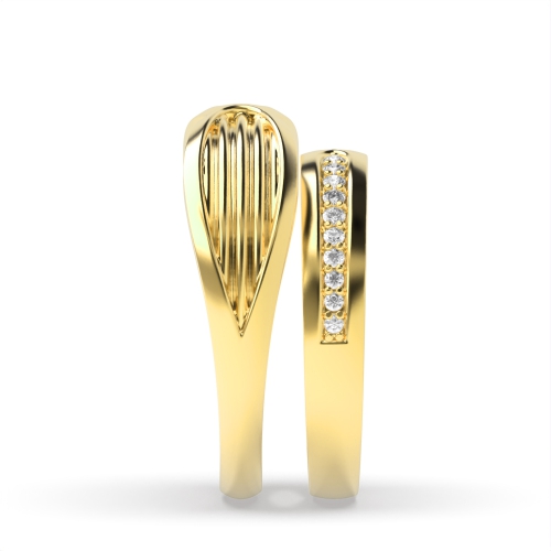 Pave Setting Round Yellow Gold Infinity Couples Engagement Rings