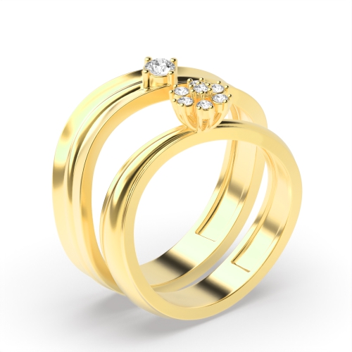 4 prong setting round shape diamond unusual style matching band ring