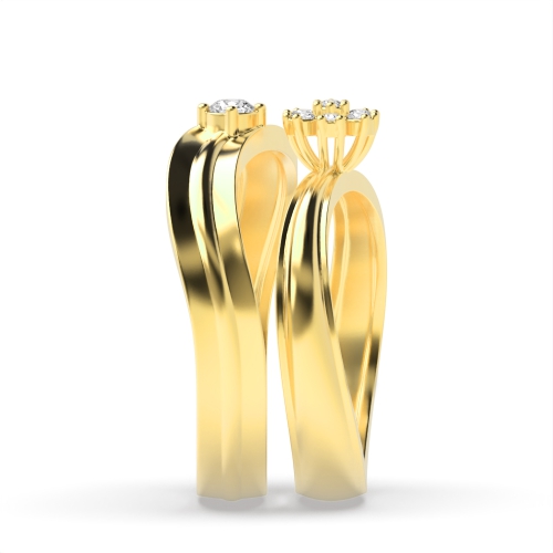 4 Prong Round Yellow Gold Sacred Couples Engagement Rings