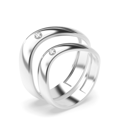 Bezel Setting Round Shape Diamond Couple Band Ring | Abelini Uk