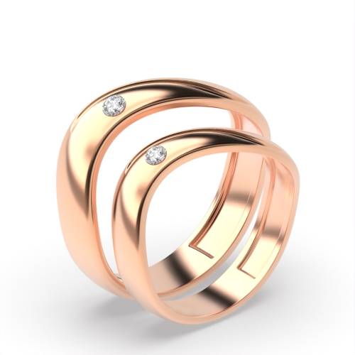 Bezel Setting Round Rose Gold Radiancearc Couples Engagement Rings