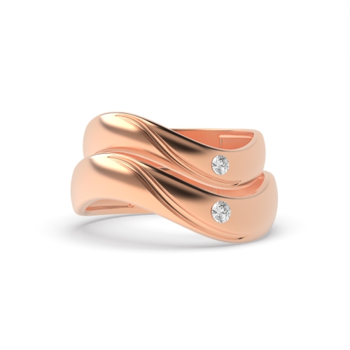 Bezel Setting Round Rose Gold Radiancearc Couples Engagement Rings