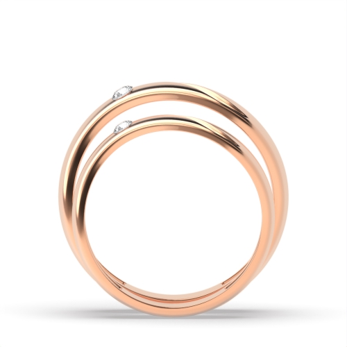 Bezel Setting Round Rose Gold Radiancearc Couples Engagement Rings
