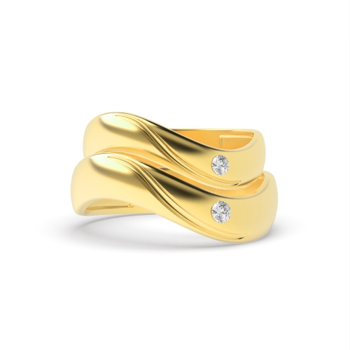 Bezel Setting Round Yellow Gold Radiancearc Couples Engagement Rings