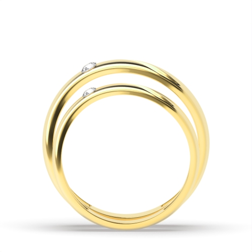 Bezel Setting Round Yellow Gold Radiancearc Couples Engagement Rings