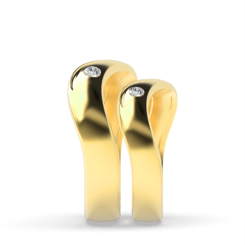 Bezel Setting Round Yellow Gold Radiancearc Couples Engagement Rings