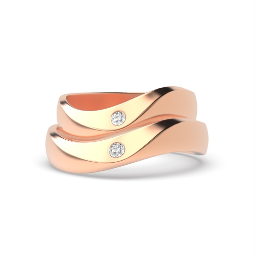 Bezel Setting Round Rose Gold Starcircuit Couples Engagement Rings