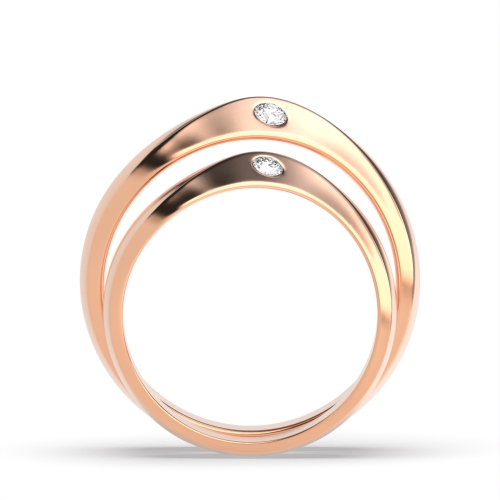 Bezel Setting Round Rose Gold Starcircuit Couples Engagement Rings