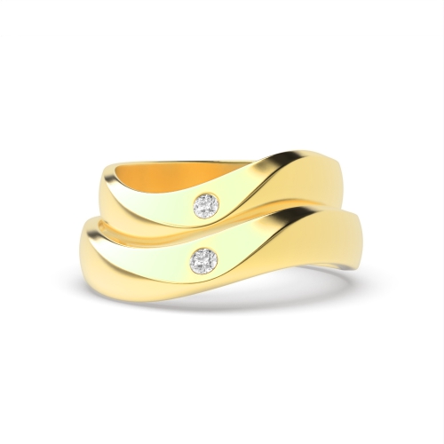 Bezel Setting Round Yellow Gold Starcircuit Couples Engagement Rings
