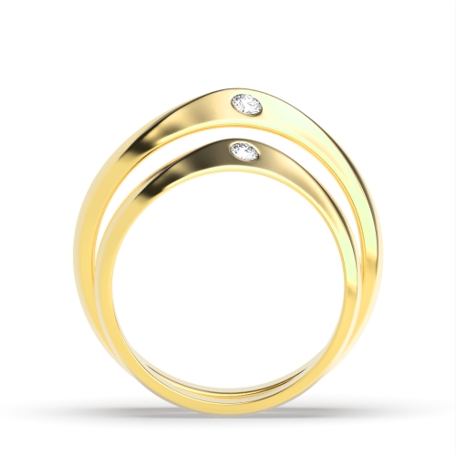 Bezel Setting Round Yellow Gold Starcircuit Couples Engagement Rings