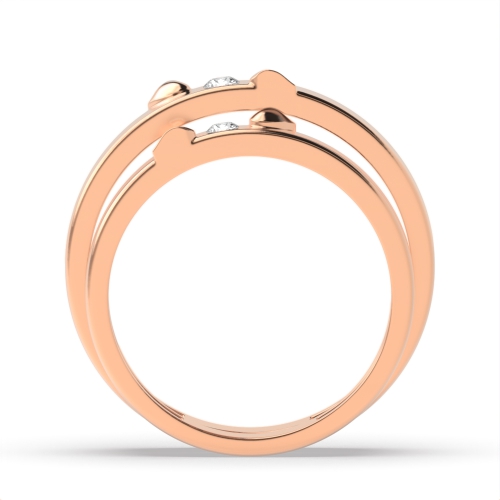 Bezel Setting Round Rose Gold Simple couple band heart Couples Engagement Rings
