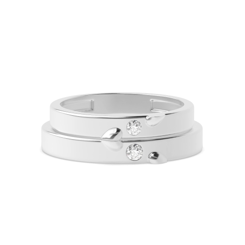 Bezel Setting Round Simple couple band heart Naturally Mined Diamond Engagement Rings
