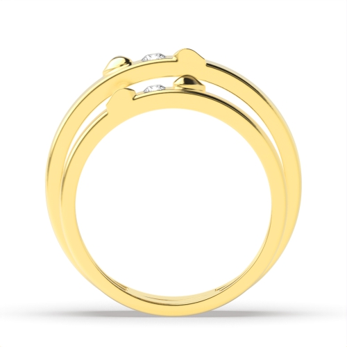 Bezel Setting Round Yellow Gold Simple couple band heart Couples Engagement Rings
