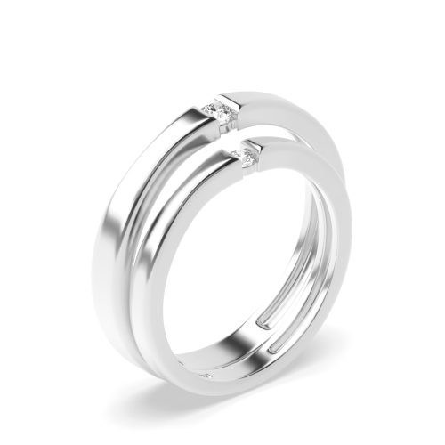 channel setting round shape diamond matching band ring