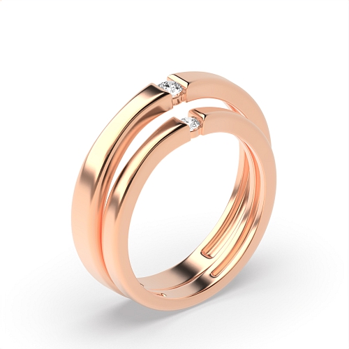 Channel Setting Round Rose Gold Revere Couples Engagement Rings
