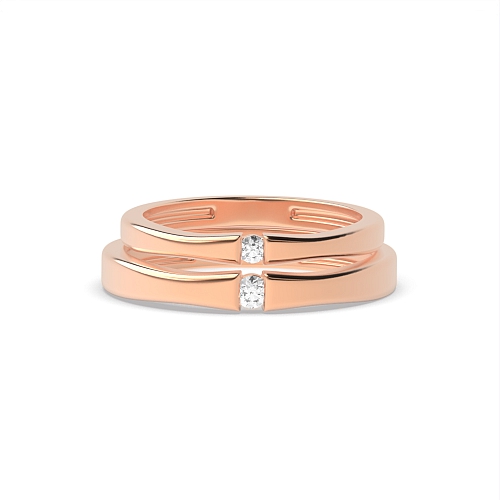 Channel Setting Round Rose Gold Revere Couples Engagement Rings