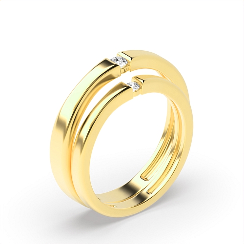 Channel Setting Round Yellow Gold Revere Couples Engagement Rings