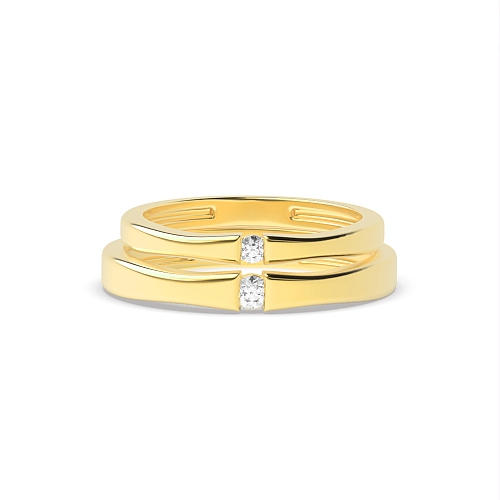 Channel Setting Round Yellow Gold Revere Couples Engagement Rings