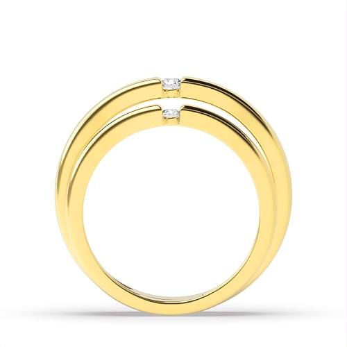 Channel Setting Round Yellow Gold Revere Couples Engagement Rings