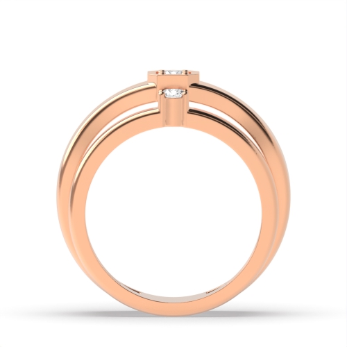 4 Prong Round Rose Gold Midset couple band Couples Engagement Rings