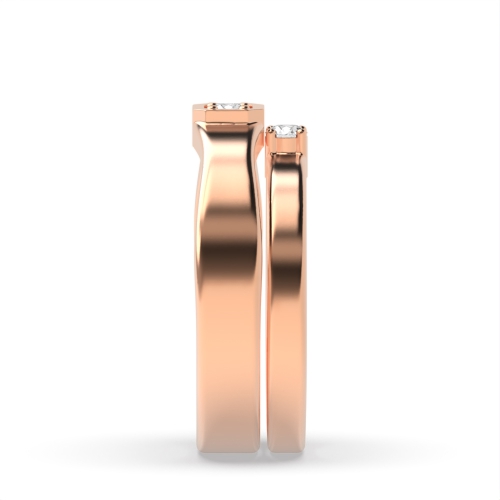 4 Prong Round Rose Gold Midset couple band Couples Engagement Rings