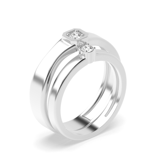 4 Prong Round Midset couple band Naturally Mined Diamond Engagement Rings