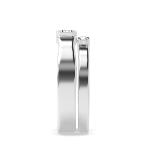 4 Prong Round Midset couple band Naturally Mined Diamond Engagement Rings