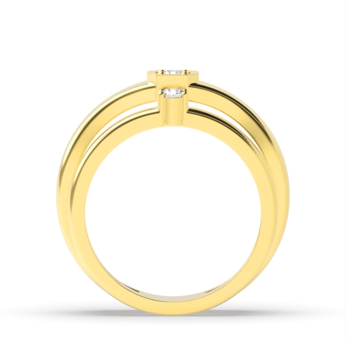 4 Prong Round Yellow Gold Midset couple band Couples Engagement Rings