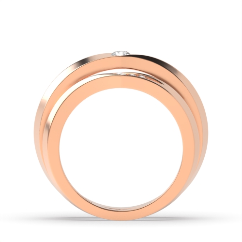 Pave Setting Round Rose Gold Chicness Couples Engagement Rings