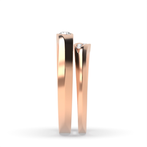 Pave Setting Round Rose Gold Chicness Couples Engagement Rings
