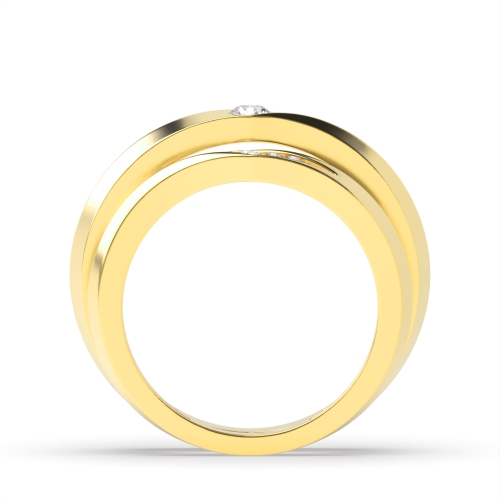 Pave Setting Round Yellow Gold Chicness Couples Engagement Rings