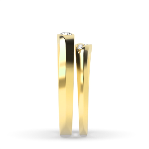 Pave Setting Round Yellow Gold Chicness Couples Engagement Rings