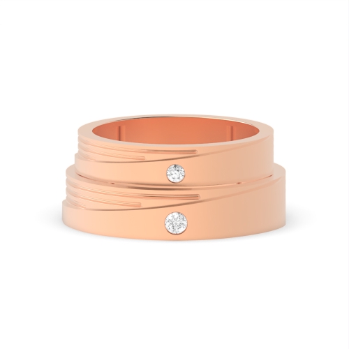 Bezel Setting Round Rose Gold Blossom Couples Engagement Rings