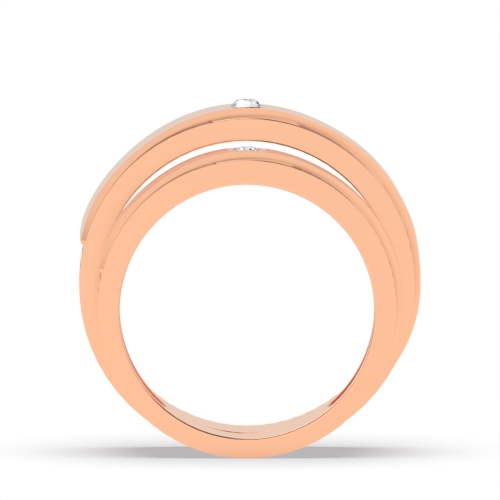Bezel Setting Round Rose Gold Blossom Couples Engagement Rings