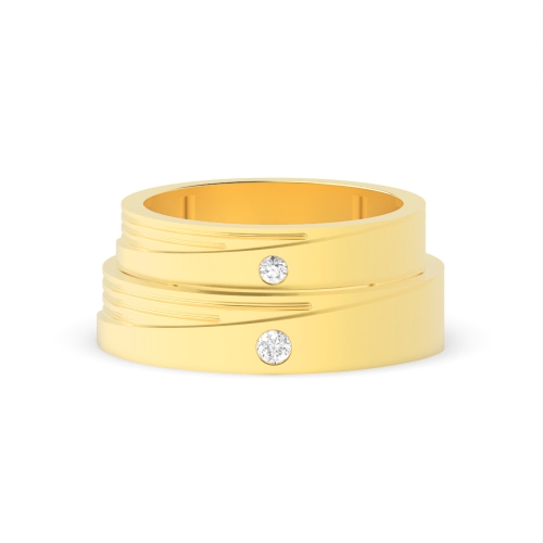 Bezel Setting Round Yellow Gold Blossom Couples Engagement Rings