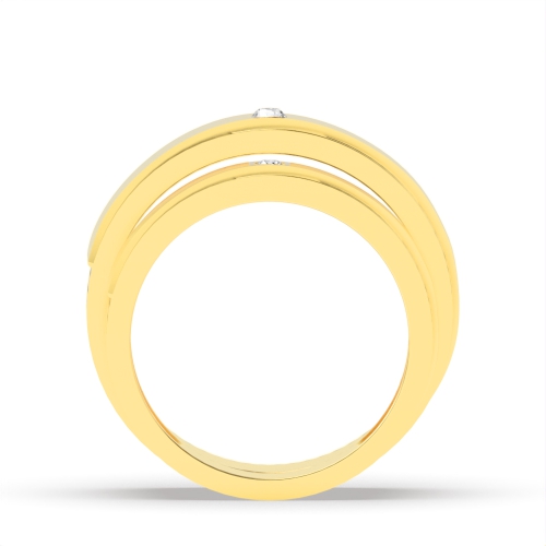 Bezel Setting Round Yellow Gold Blossom Couples Engagement Rings