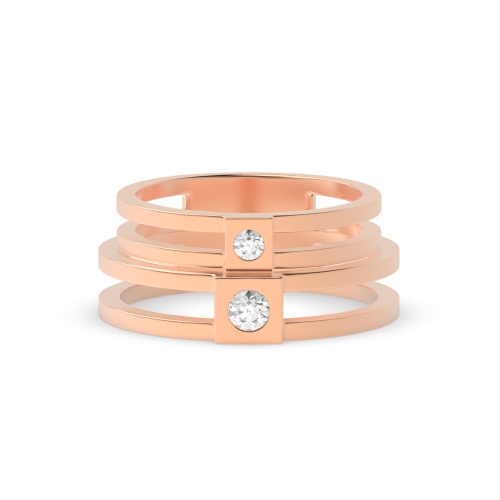 Bezel Setting Round Rose Gold Sleekness Couples Engagement Rings