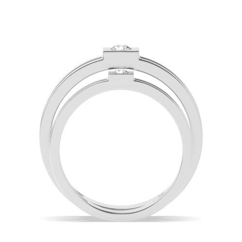Bezel Setting Round Sleekness Naturally Mined Diamond Engagement Rings