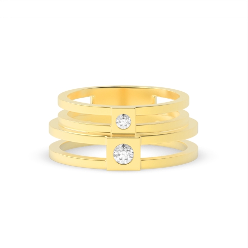 Bezel Setting Round Yellow Gold Sleekness Couples Engagement Rings