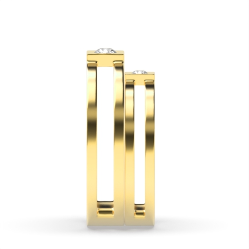 Bezel Setting Round Yellow Gold Sleekness Couples Engagement Rings