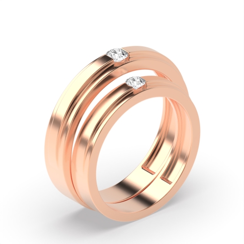 Channel Setting Round Rose Gold Beginning with couple Couples Engagement Rings