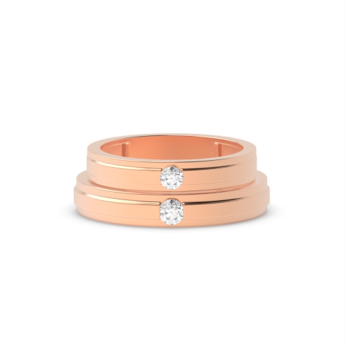 Channel Setting Round Rose Gold Beginning with couple Couples Engagement Rings