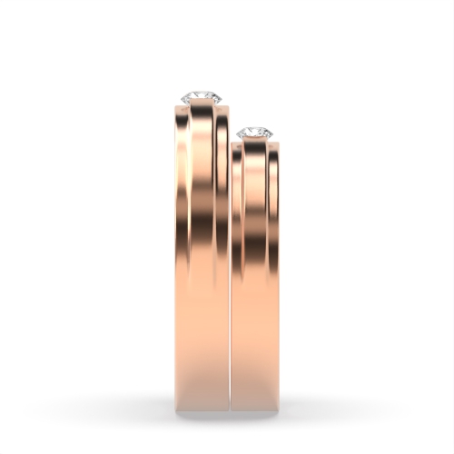 Channel Setting Round Rose Gold Beginning with couple Couples Engagement Rings