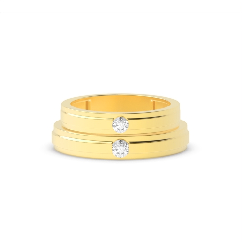 Channel Setting Round Yellow Gold Beginning with couple Couples Engagement Rings