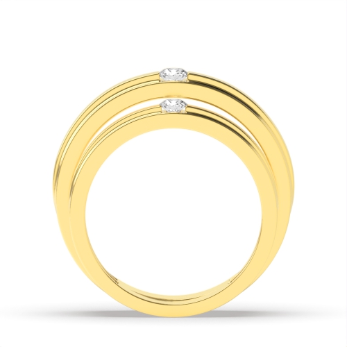 Channel Setting Round Yellow Gold Beginning with couple Couples Engagement Rings