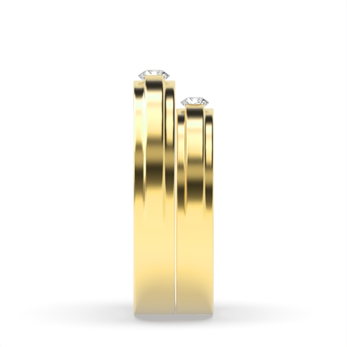 Channel Setting Round Yellow Gold Beginning with couple Couples Engagement Rings